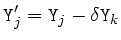 $ {\tt Y}_j' = {\tt Y}_j-\delta{\tt Y}_k $